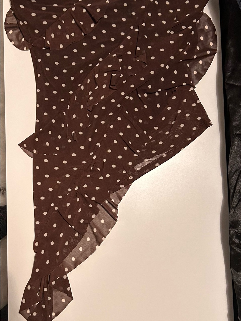 Brown Polka Dot Ruffle Women's Top